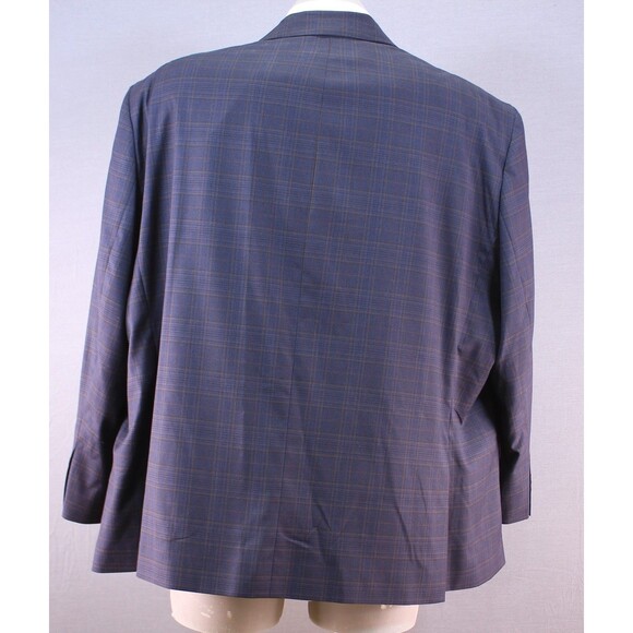 Oak Hill Sport Coat Mens Blue Glen Plaid Stretch Blazer Pocket Square 3XL 54-56 - Picture 4 of 11
